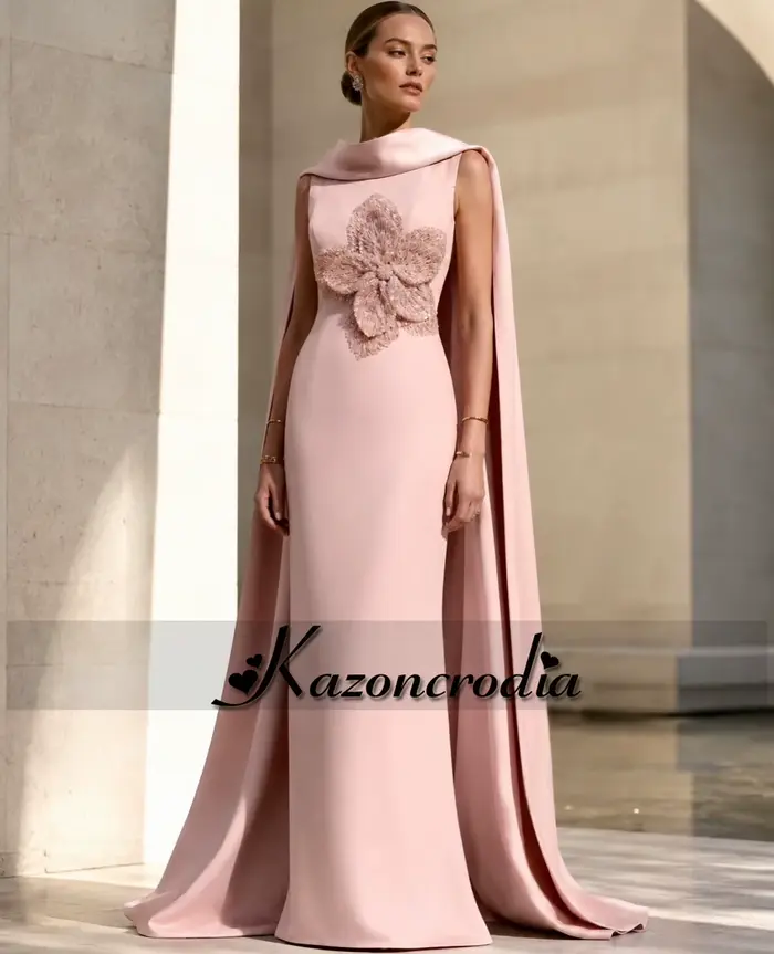 Kazon – robe fantaisie avec appliques de fleurs pour mère de la mariée