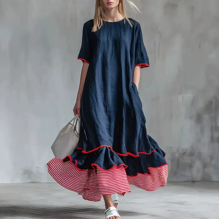 ZANZEA Robe longue d'été en lin pour femme