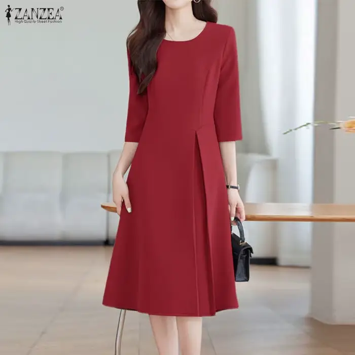 ZANZEA – robe trapèze noire élégante pour femmes