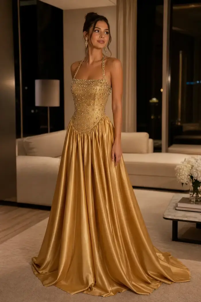 Robe de soirée en satin Aileen pour femme - Robes