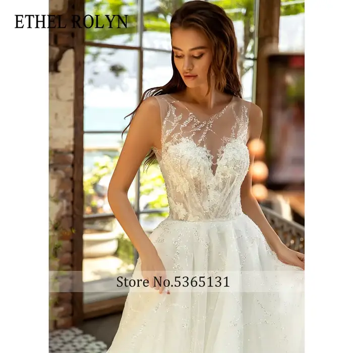 ETHEL ROCircN-Robe de Mariée Trapèze pour Femme
