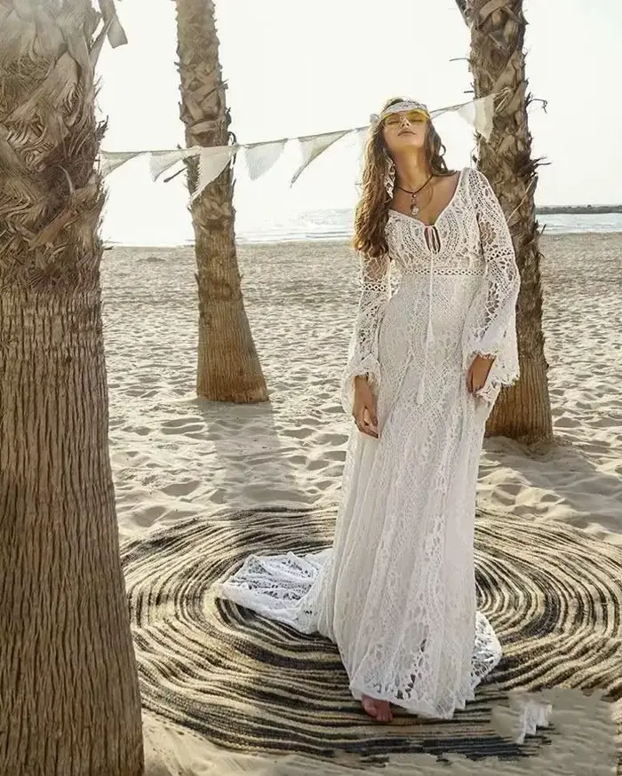 Robe De mariée De plage en dentelle style bohémien