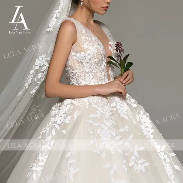 Robe De mariée trapèze avec des Appliques féeriques