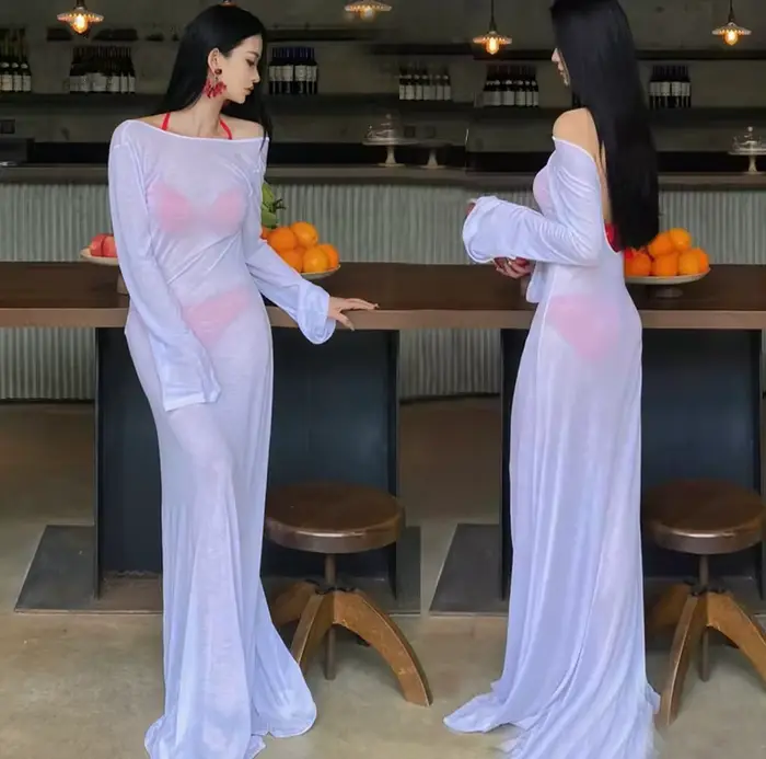 Robe longue noire dos nu pour Bikini