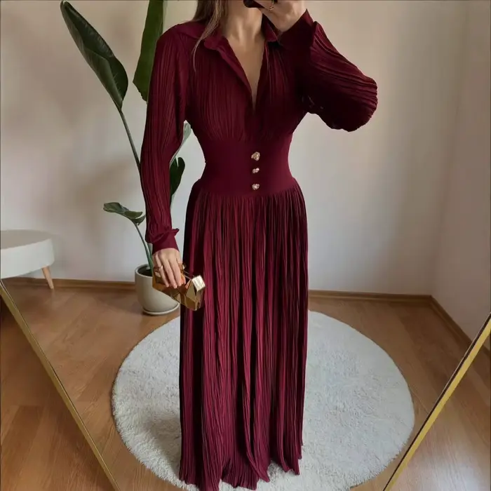 Robe de soirée plissée pour femme