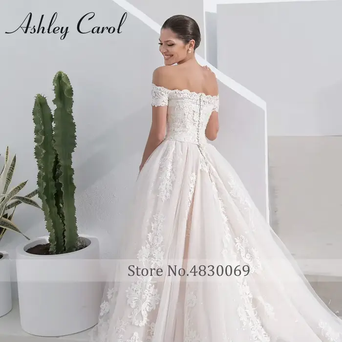 Ashley Carol robes De mariée pour femmes Sexy épaules nues Appliques princesse robe