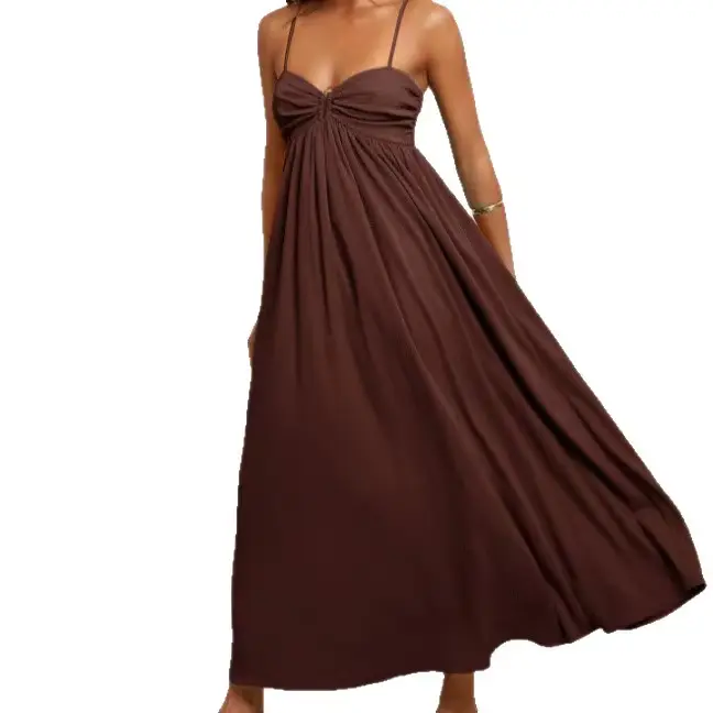 Robe de plage style bohème à bretelles sexy décolletée