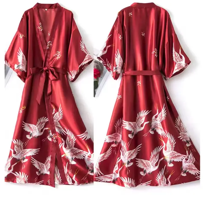 Peignoir en satin pour femme élégant motif animal de compagnie robe de nuit sexy longueur aux genoux popeline soie polyester style basique occassions spéciales