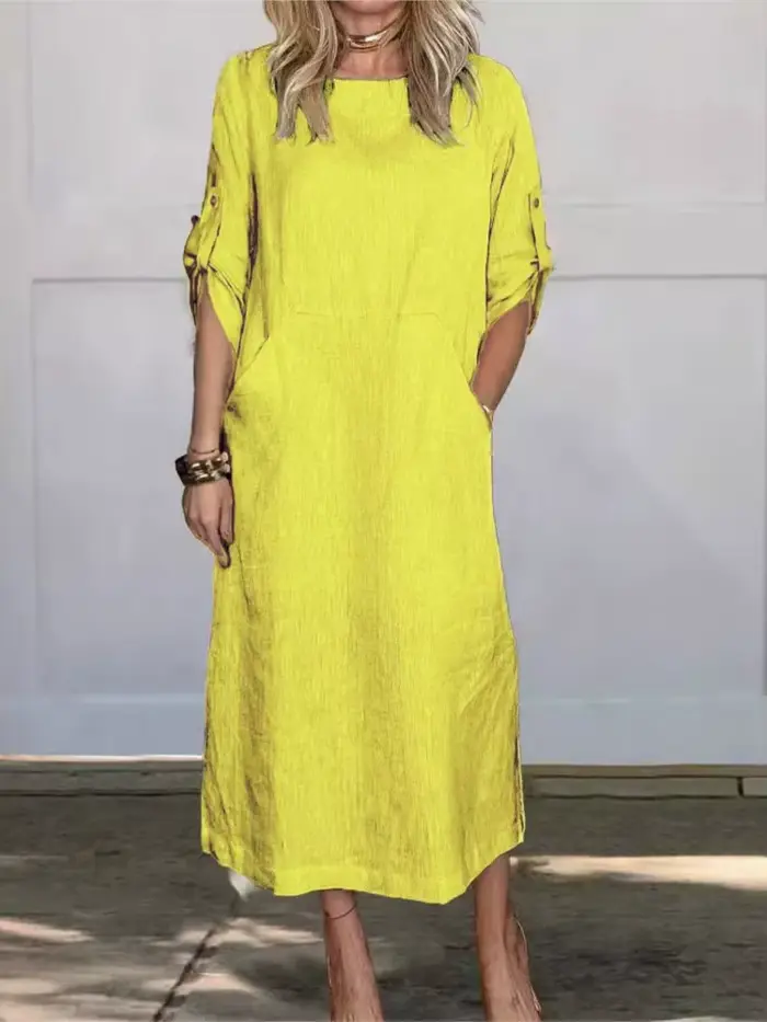 Robe en coton et lin pour femme