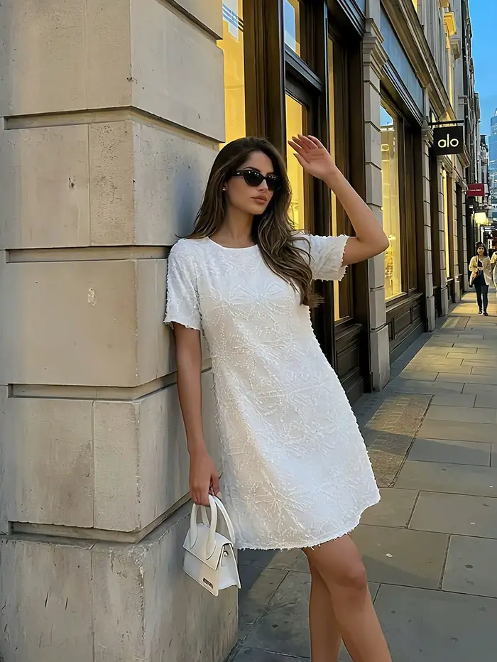 Robe Midi Élégante Style Français pour Femme, Nouvelle Collection Été 2026, Broderie 3D de Luxe, Jup