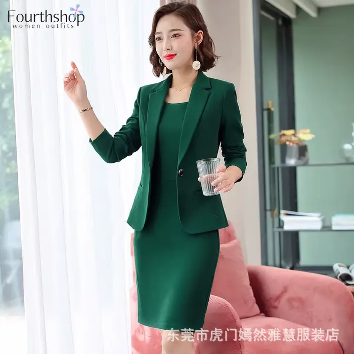 2025 nouvelle mode robe Beige costumes femmes affaires 2 pièces ensemble bureau dame vêtements de travail uniformes