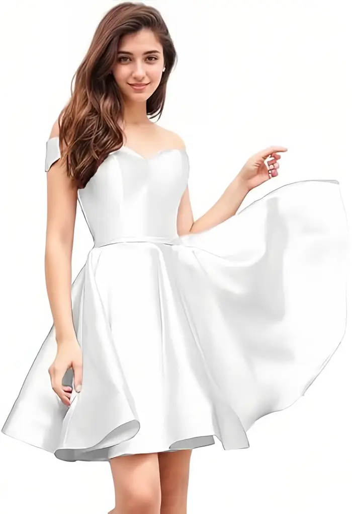 Robe de Rhcourte en satin longueur genou avec poches pour adolescents, robes de cocktail pour femmes