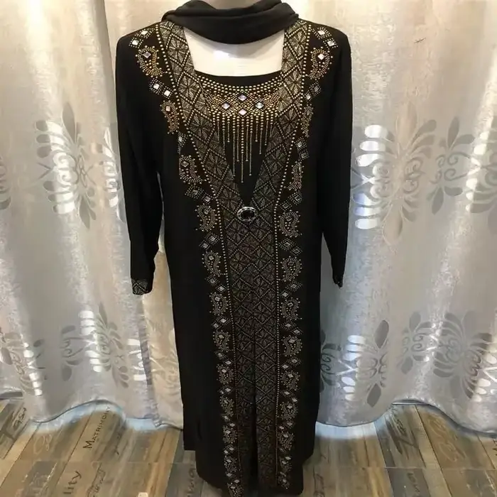 Abaya islamique caftan batik avec diamants pour femmes occassions spéciales Ramadan Aïd élégante robuste