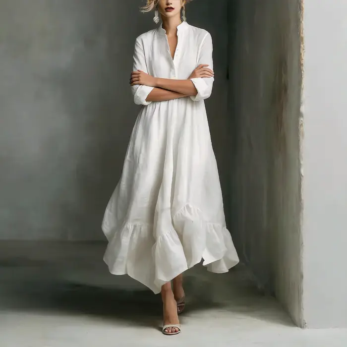 Robes longues décontractées blanches pour femmes 2026 – Nouvelle collection élégante
