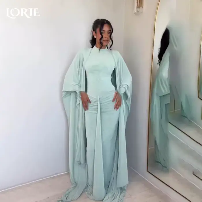 Robe de soirée sirène LORIE en polyester avec détails plissés et froncés, sur mesure pour femmes, idéale pour soirées officielles, proms et cérémonies spéciales