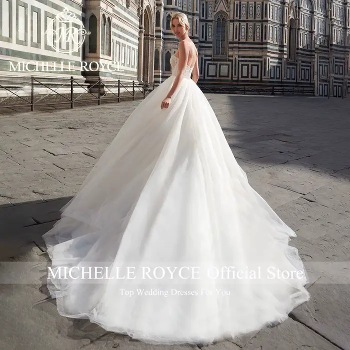 Michelle Royce-Robe de mariée en organza avec appliques chérie
