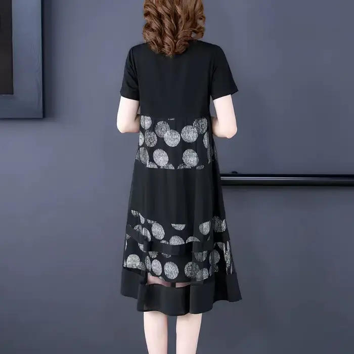 Robe imprimée à manches courtes pour femmes