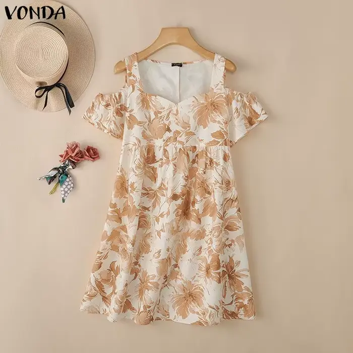 Robe d'été VONDA élégante à épaules dénudées