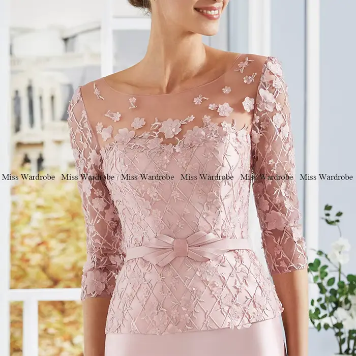 Robe de soirée élégante pour femme mère de la mariée silhouette sirène fleurs dentelle satinée couleurs multiples occasions spéciales