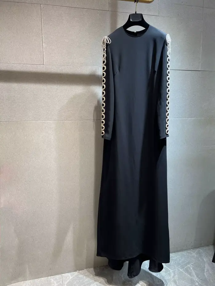 Robe femme jupe robe de mariée même robe haut diamant évidé robe en soie à manches longues