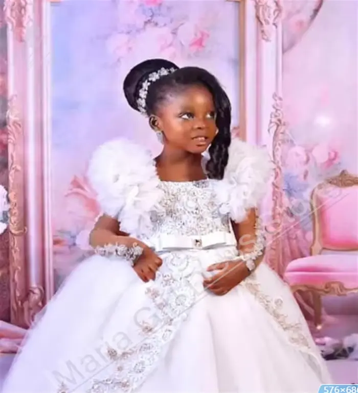 Robes de fête de mariage personnalisées pour petites filles roses, robes de demoiselle d'honneur en 