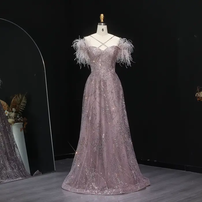 Robes de soirée élégantes Sharon Said en lilas, à épaules dénudées, à sequins, coupe trapèze, dos nu
