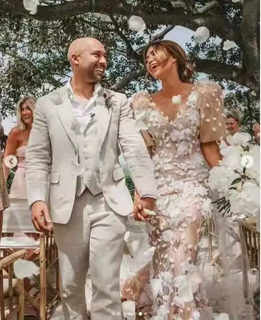 Yanshmigown-Robe de mariée sirène bohème à fleurs