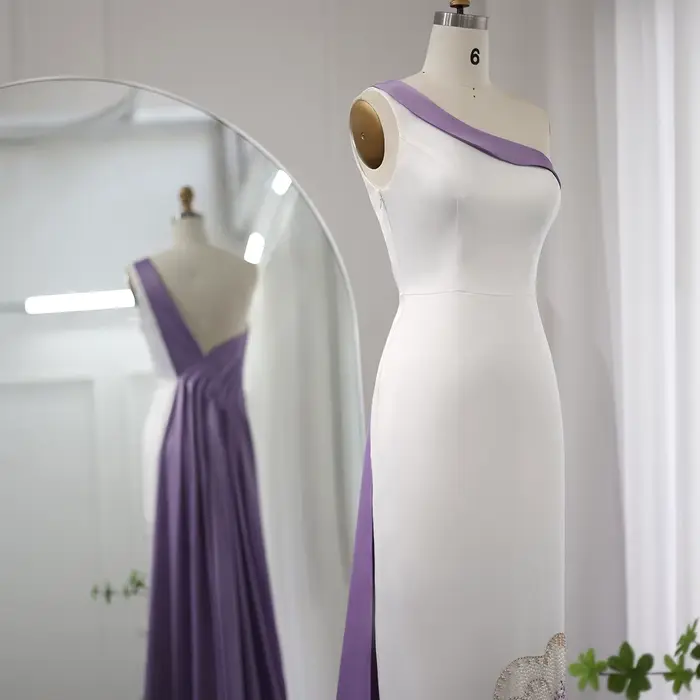 Sharon Said-Robe de soirée blanche avec papillon perlé pour femme