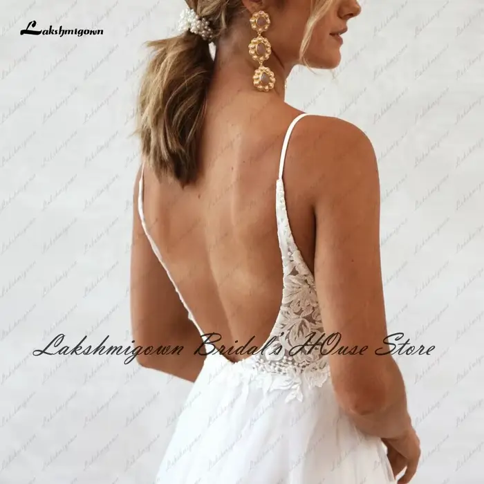 Robe de mariée Boho personnalisable en polyester et nylon avec train de balayage pour femmes, idéale pour les mariages, soirées de gala et cérémonies importantes
