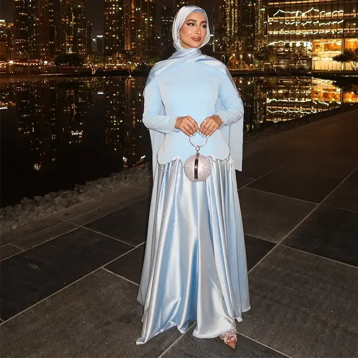 Robe Abaya Femme Polyester Style Fête Longue Pour Occasions Spéciales Cérémonies Religieuses Soirées Mondaines