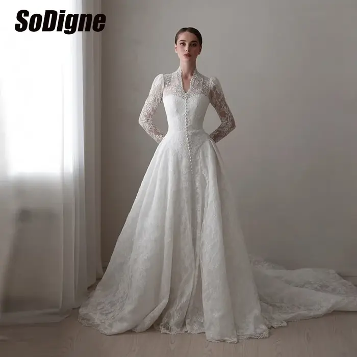  Robes de mariée SoDigne en dentelle coupe trapèze
