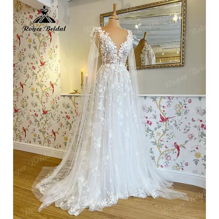 Robe de mariée romantique en dentelle florale