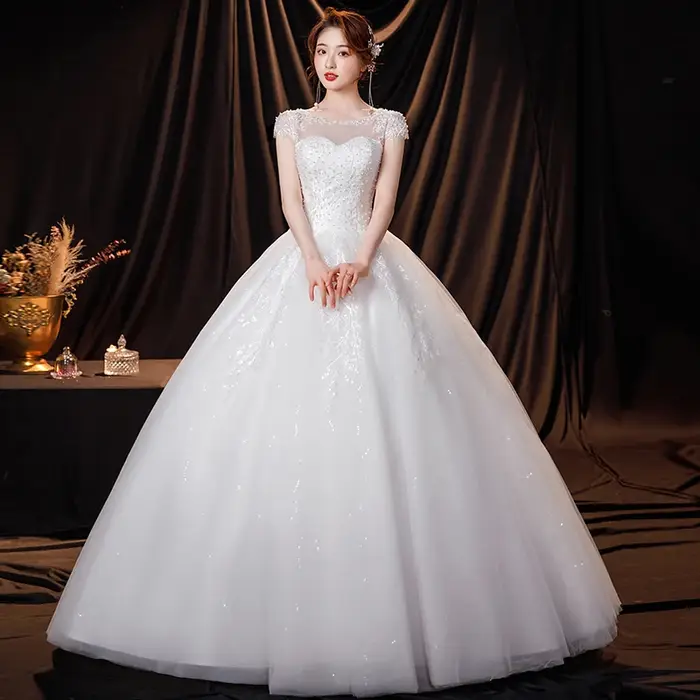 Robe de mariée en Tulle ivoire blanc cassé