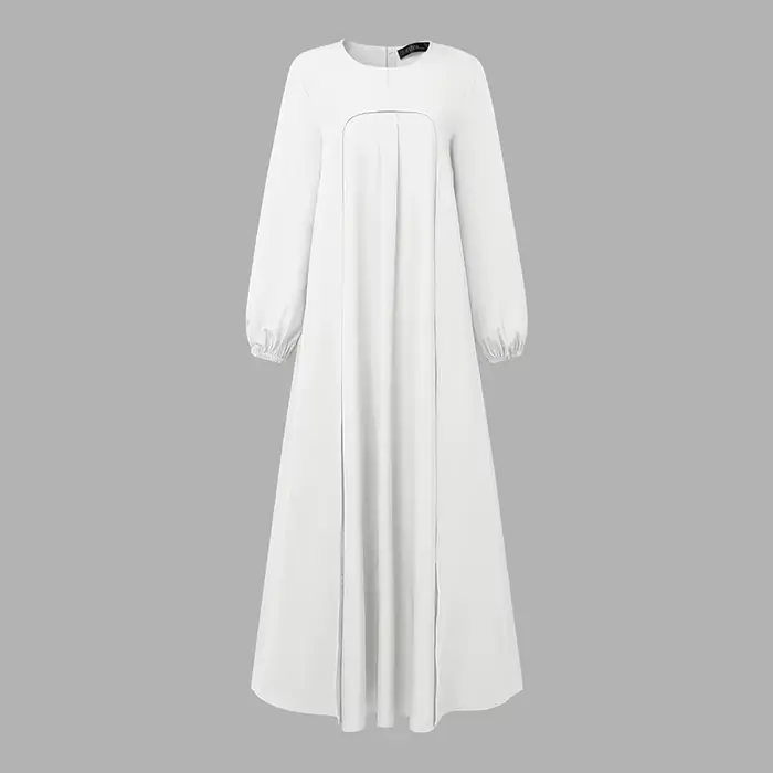 ZANZEA femmes automne Maxi robes 2025 élégant longue lanterne manches plissée Robe d'été musulmane Hijab