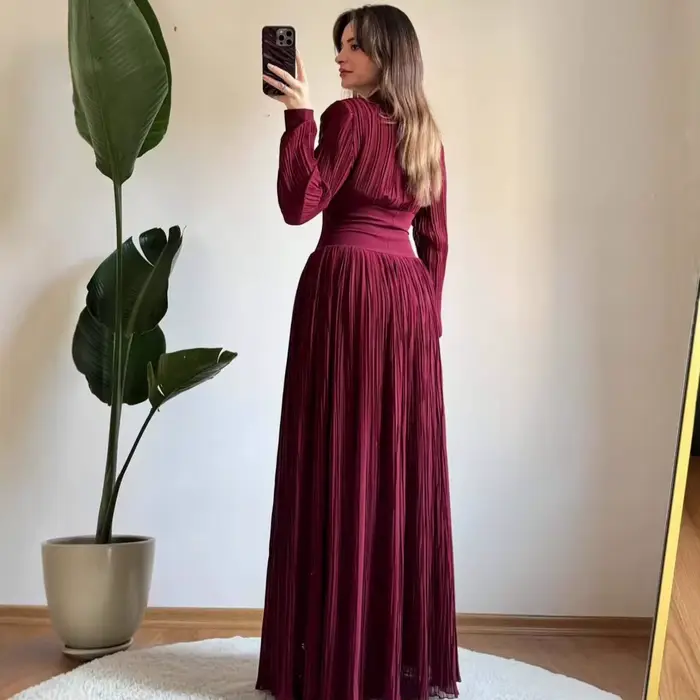 Robe de soirée plissée pour femme
