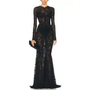 Robe de soirée en dentelle noire pour femmes élégante et luxueuse pour mariages soirées formelles et promenades romantiques
