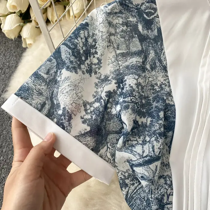 Robe Maxi Française Chic et Élégante Imprimée avec Manches Courtes Pour Femmes Occasions Spéciales Bureau Élégante