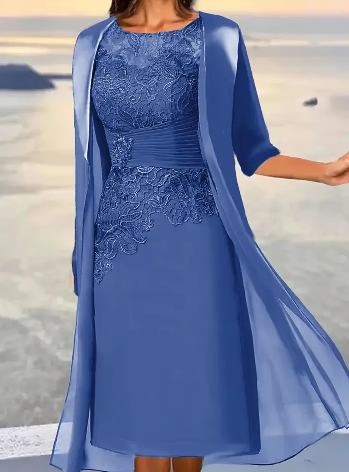 Robe de mère de la mariée élégante avec broderie florale, tissu satiné, soutien-gorge intégré, manches longues, silhouette gaine, couleur personnalisable pour occasions spéciales