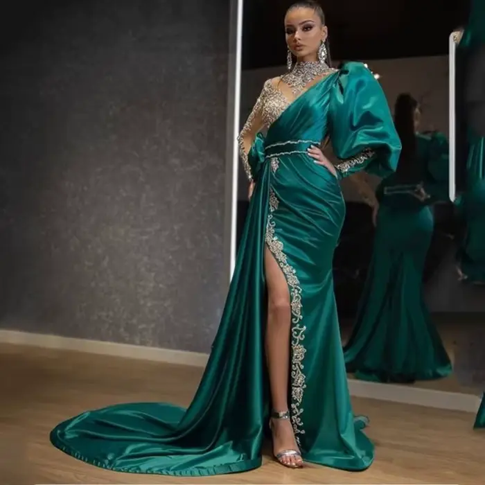 Robe de soirée de Banquet pour femmes, avec brillant argenté, robe de scène fine, longue robe de soi
