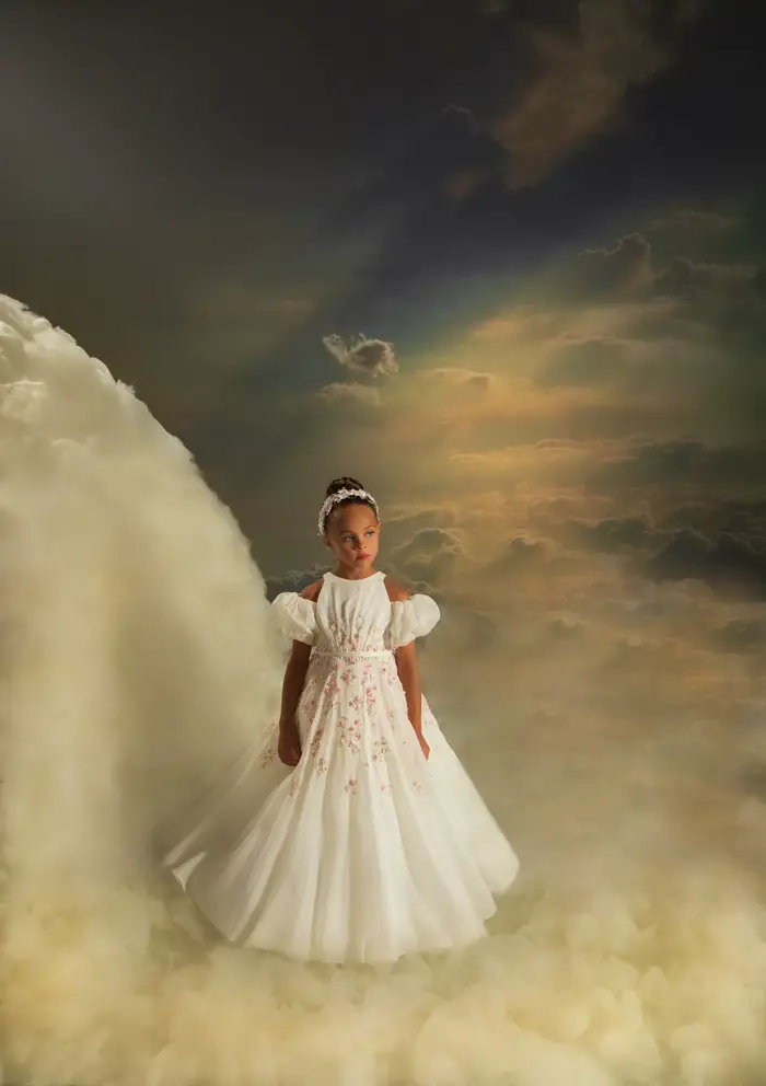 Robes de fille de fleur blanche pour mariage princesse rose