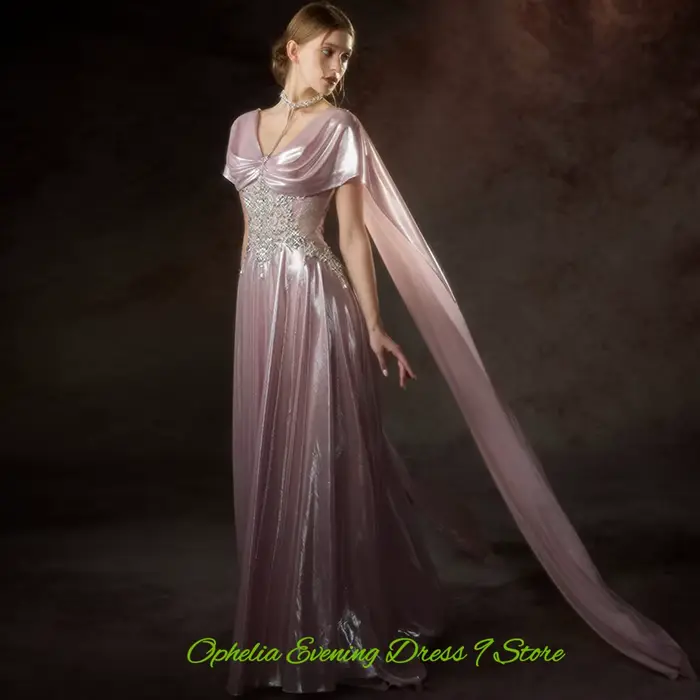 Robe de soirée sexy en organza à col en V