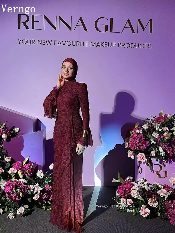 Robe de Soirée Élégante en Dentelle Bordeaux Sirène pour Femmes Occasions Spéciales Soirées Officielles