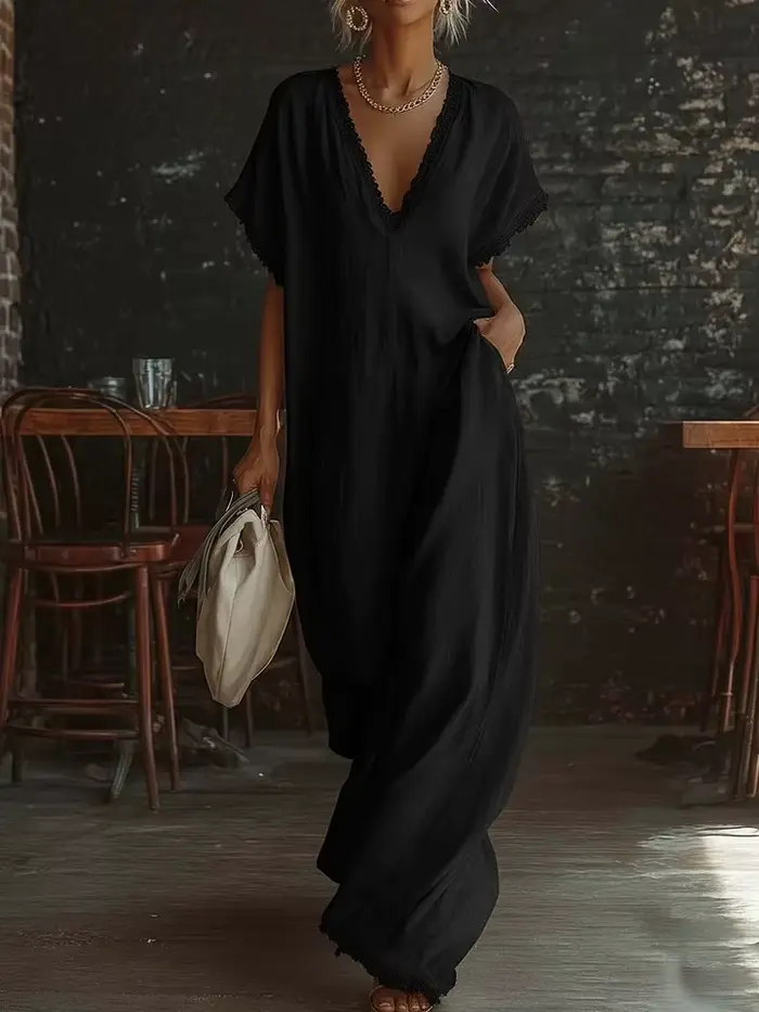 Robe longue élégante en dentelle pour femme, manches courtes, ample, pour l'été, la plage, les vacan