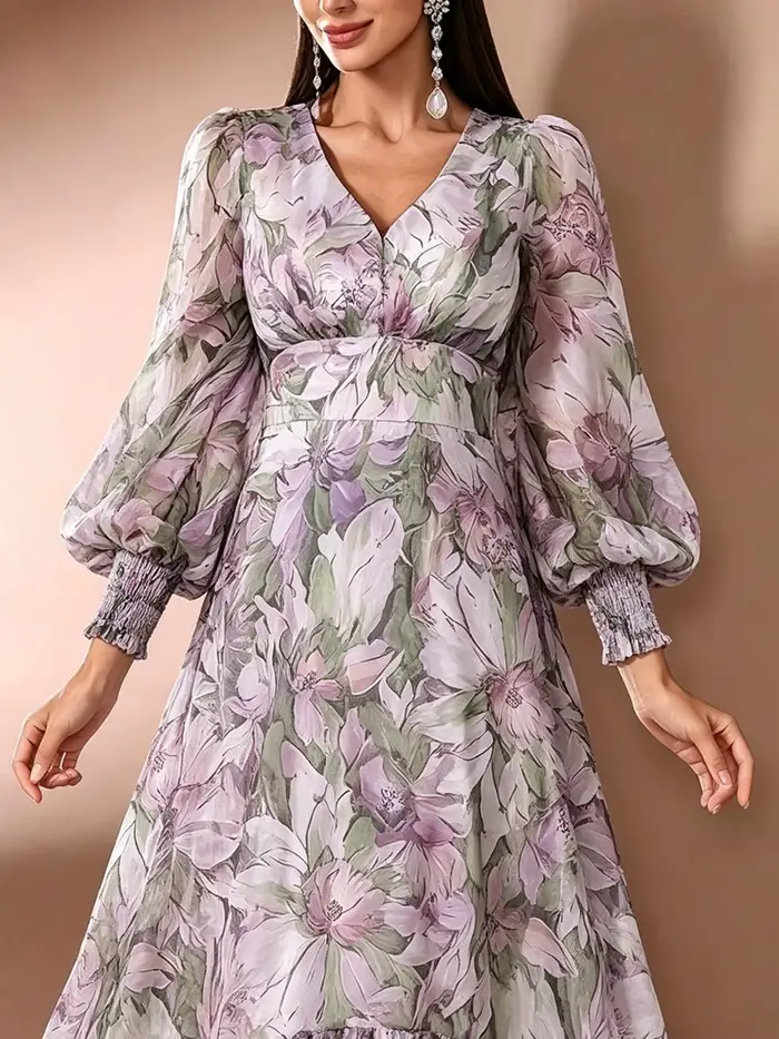 Robe longue florale, style bohème romantique