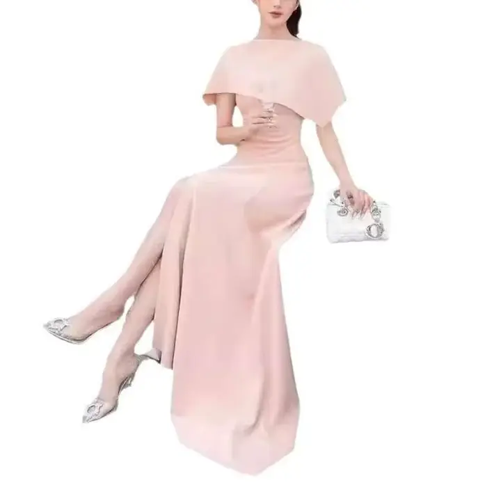 Robe de Soirée DEAT 2026 à Col Rond en Élasthanne avec Volants pour Femmes Âgées de 25 à 34 Ans Occasions Spéciales
