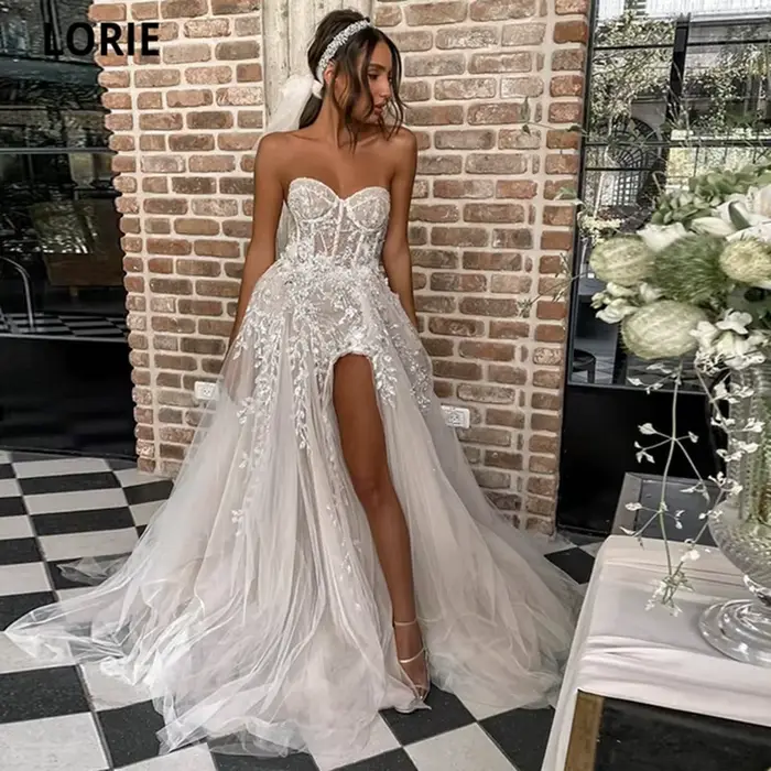 LORIE-Robes de mariée de plage sexy pour la mariée, robe de mariée élégante avec appliques en dentel