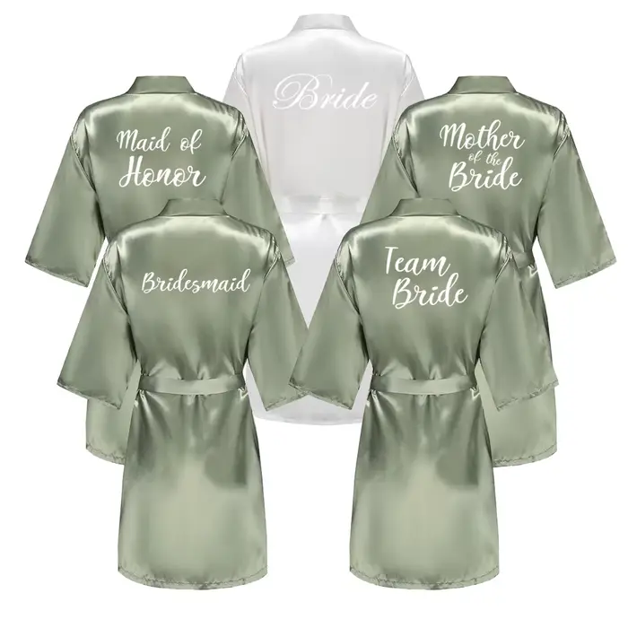 Enge Green-Robe Courte de Demoiselle d'Honneur en Satin pour Femme