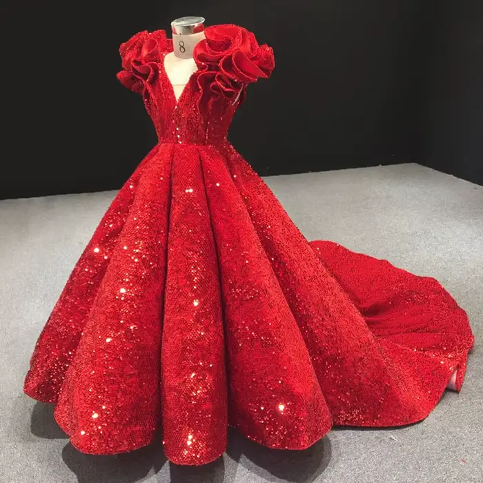 Robe de demoiselle d'honneur rouge brillante pour mariage