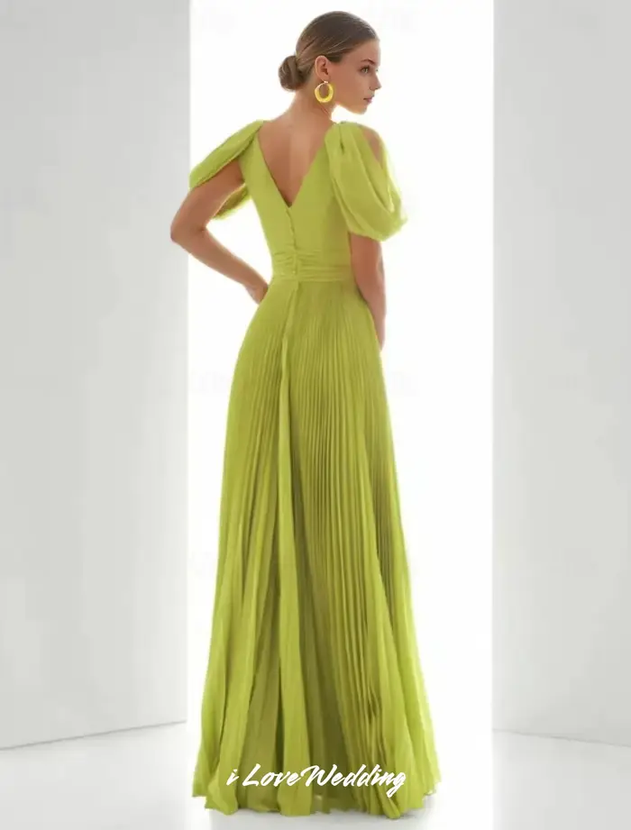 Robe de bal longue en mousseline de soie