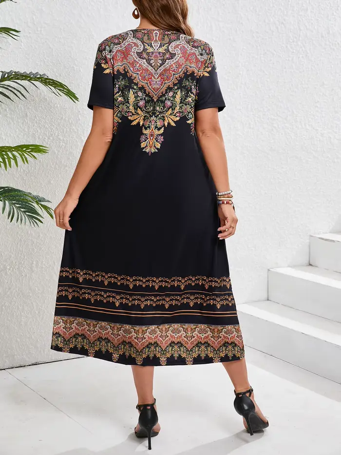 Robe ethnique bohème à imprimé floral